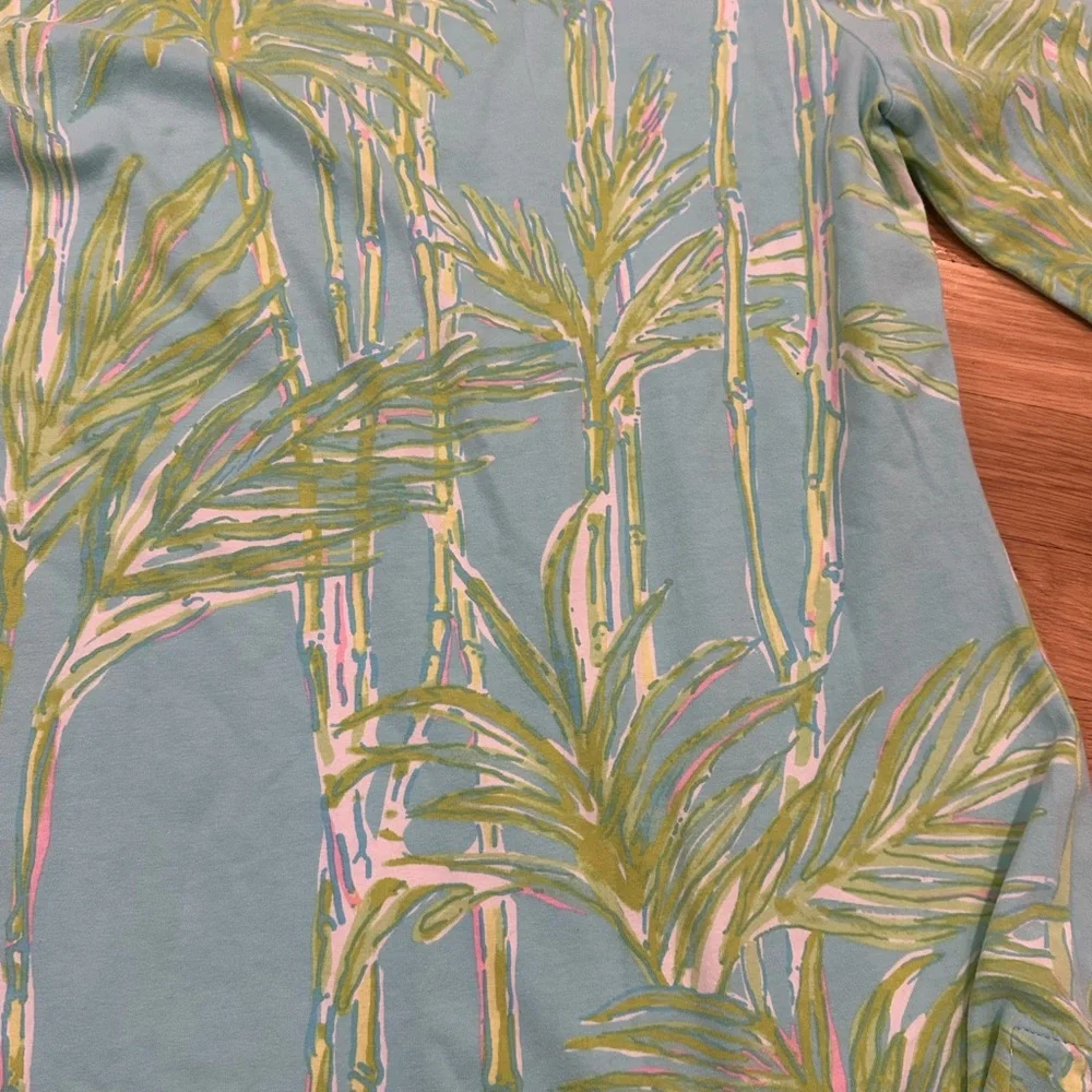 Lilly Pulitzer Joy tunic, bamboo print Print V-Neck Top cotton Beach Preppy - Picture 4 of 11